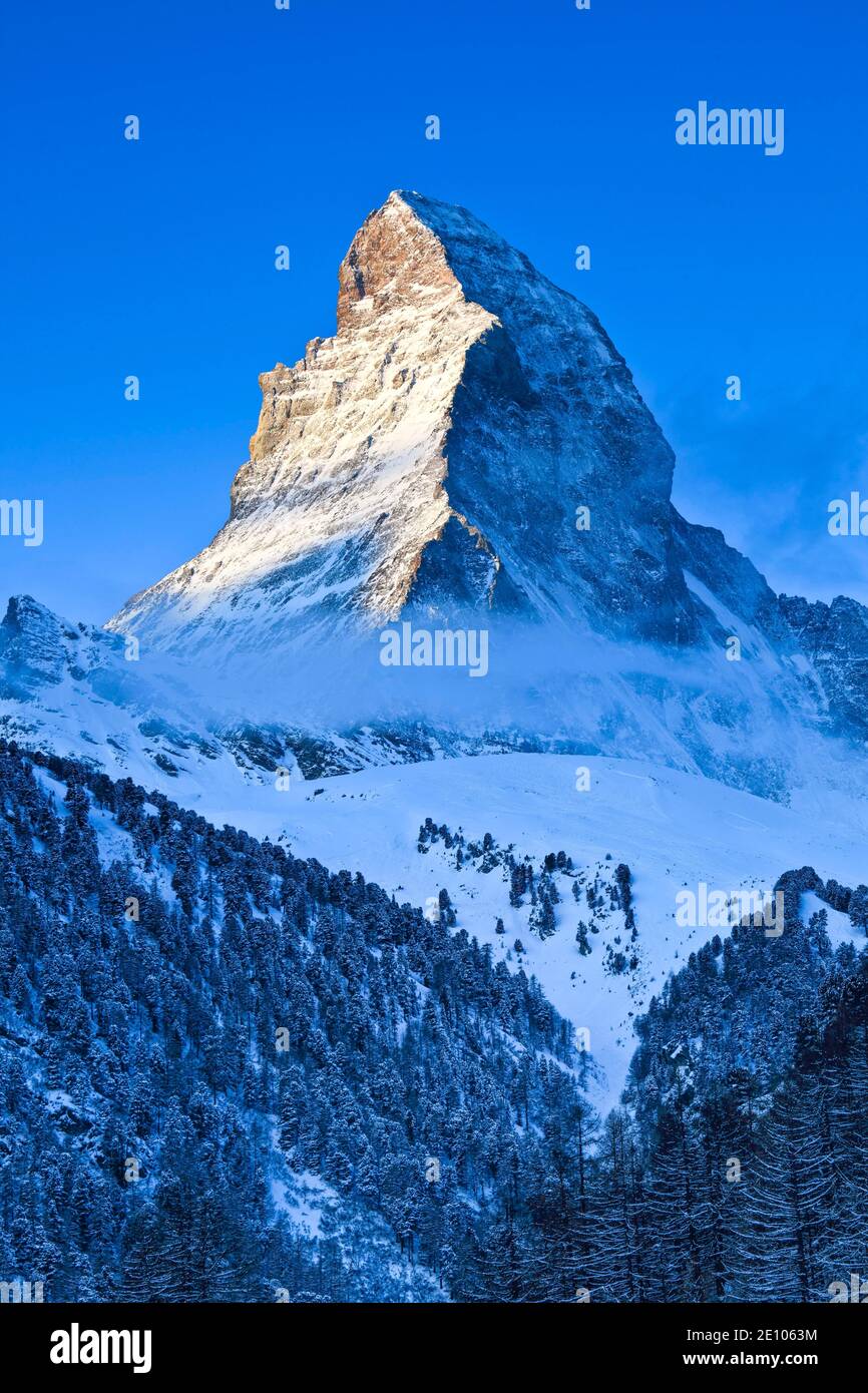 Matterhorn, 4478 (m), Zermatt, Wallis, Schweiz, Europa Stockfoto