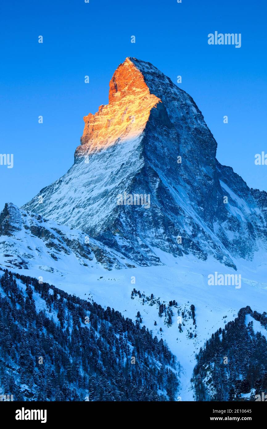 Matterhorn, 4478 (m), Zermatt, Wallis, Schweiz, Europa Stockfoto
