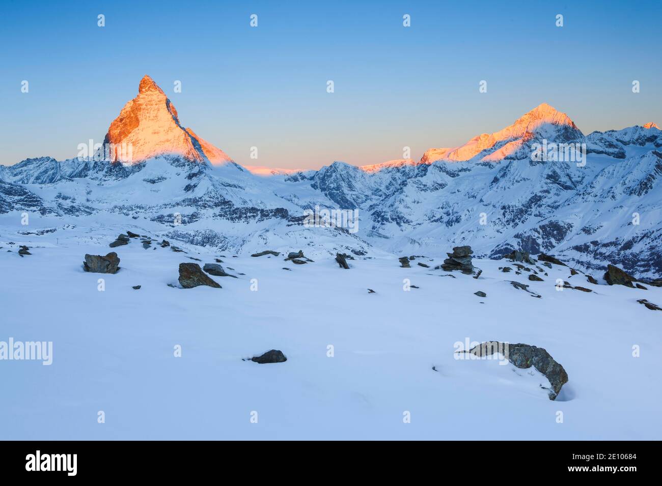 Matterhorn, 4478 m, Dent Blanche, 4357m, Wallis, Schweiz, Europa Stockfoto