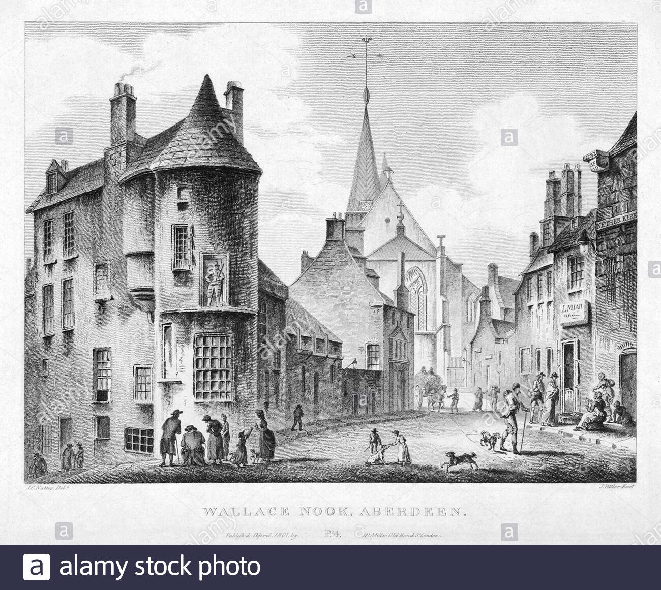 Wallace NOOK, Aberdeen, Schottland, Jahrgangsstich von 1804 Stockfoto