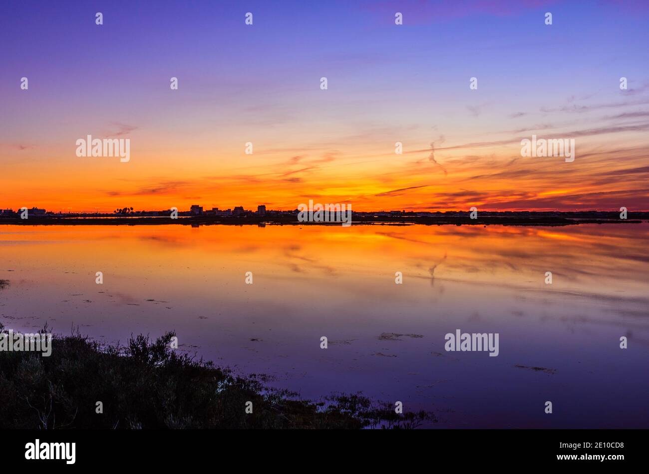 Sonnenuntergang auf der Ria Formosa Stockfoto