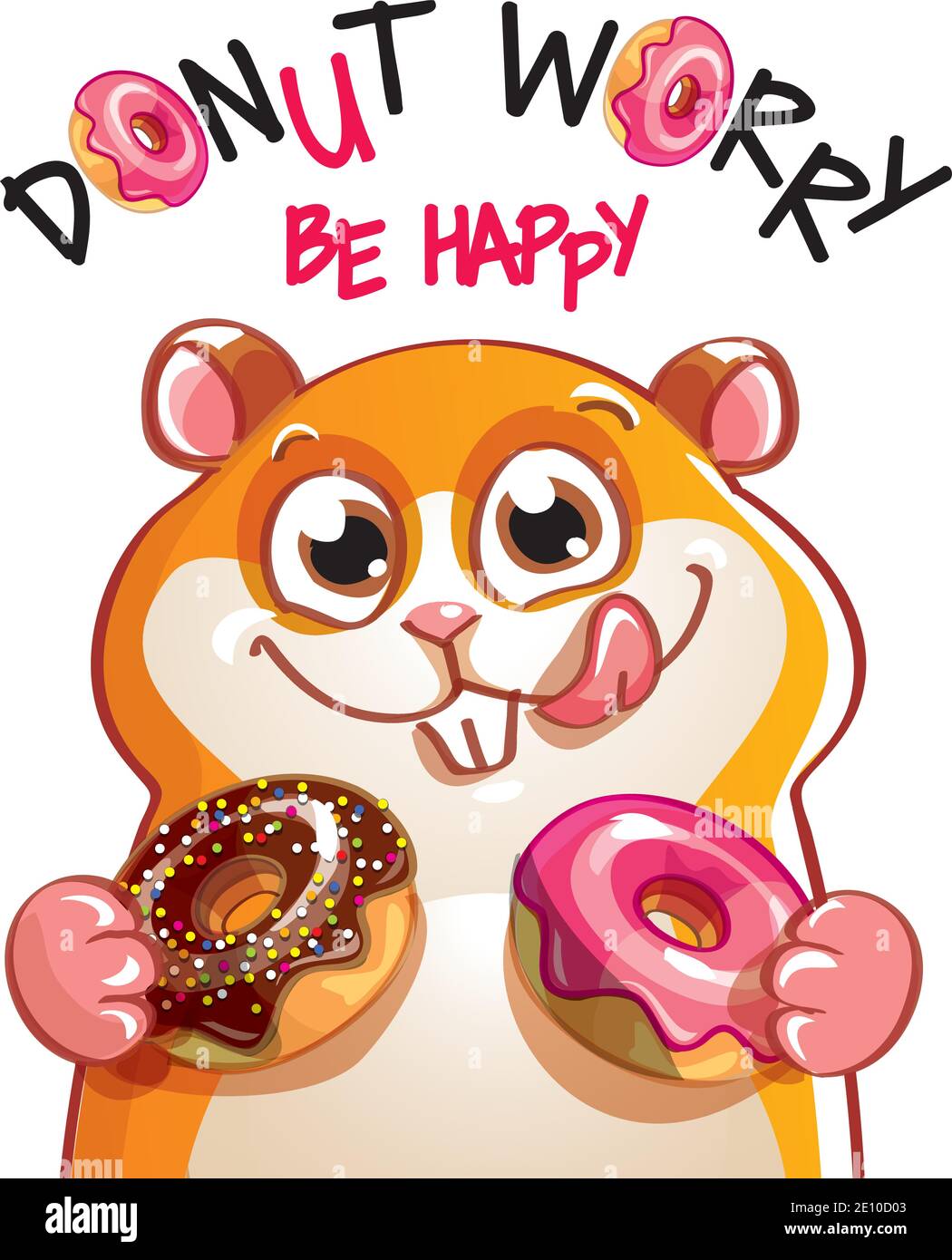 Vektor-Illustration von Cartoon Hamster mit Donuts Stock Vektor