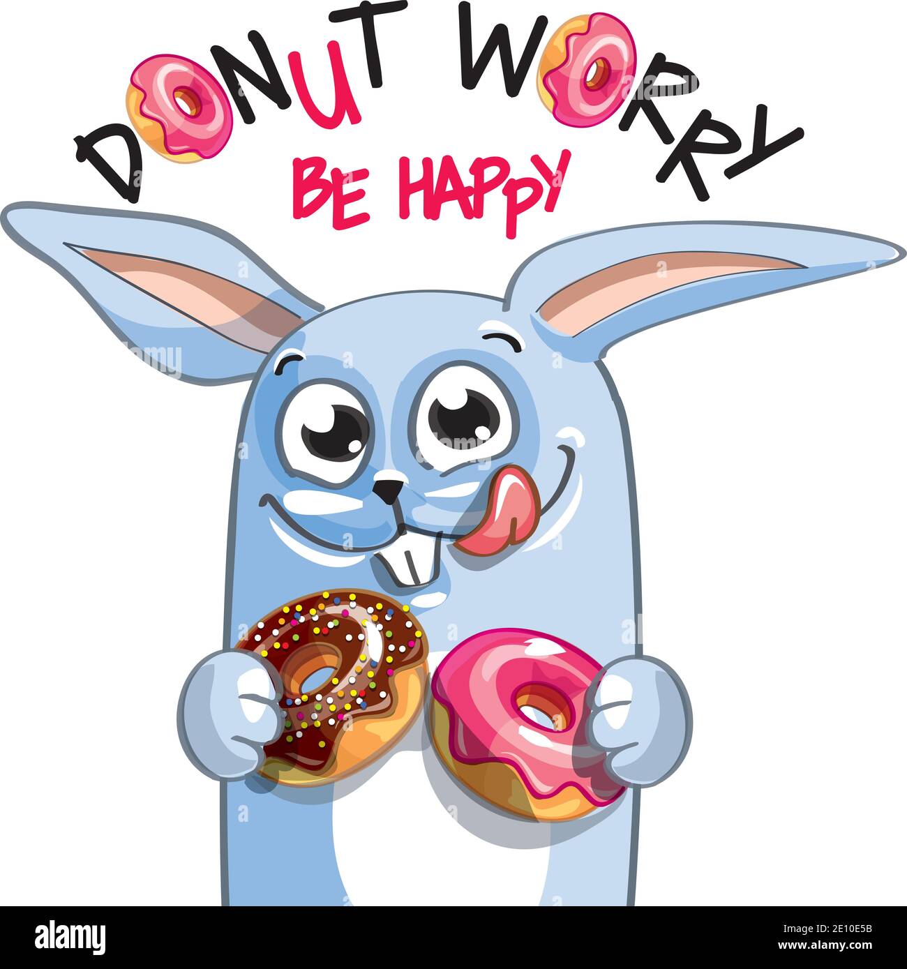 Vektor-Illustration von Cartoon-Kaninchen mit Donuts. Stock Vektor