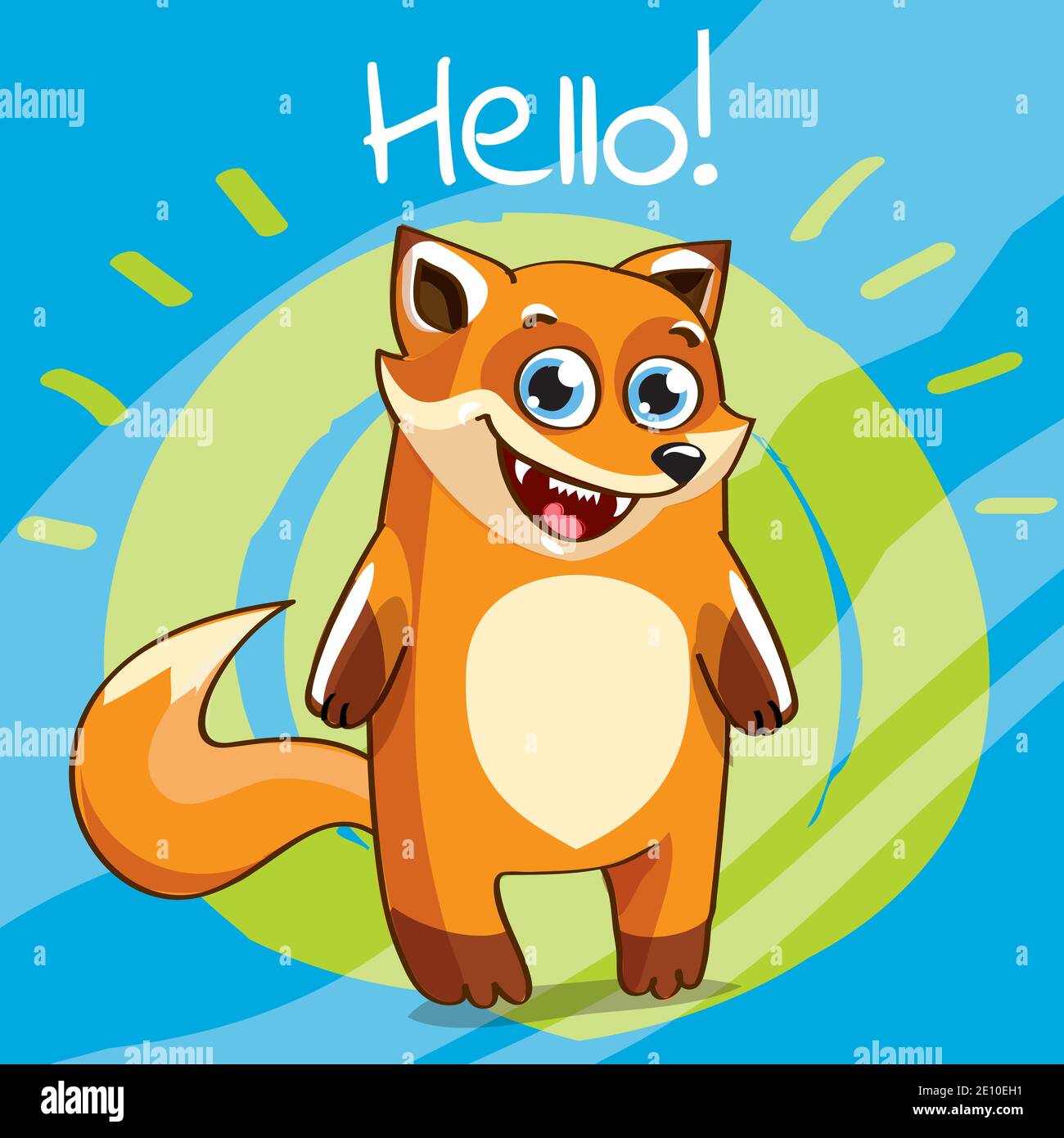 Vektor-Illustration von Cartoon Fuchs. Hallo. Stock Vektor
