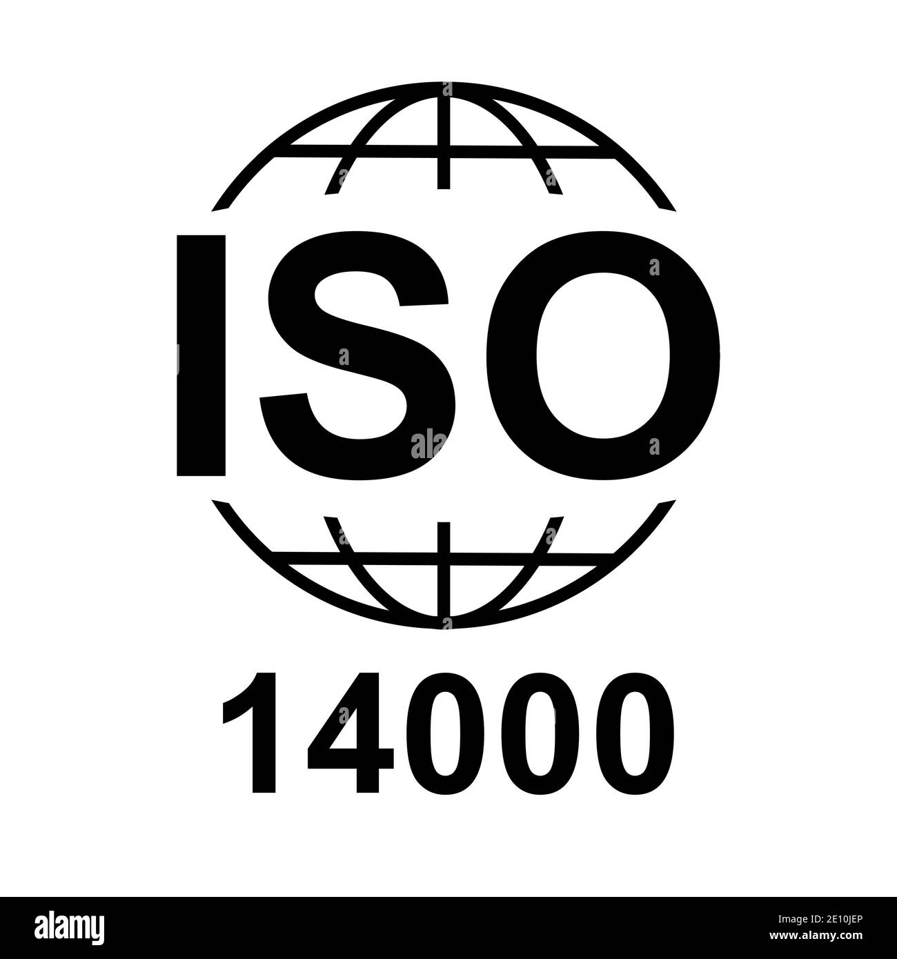 ISO 14000-Symbol. Symbol für Standardqualität. Vektor-Taste auf schwarzem Hintergrund isoliert. Stock Vektor