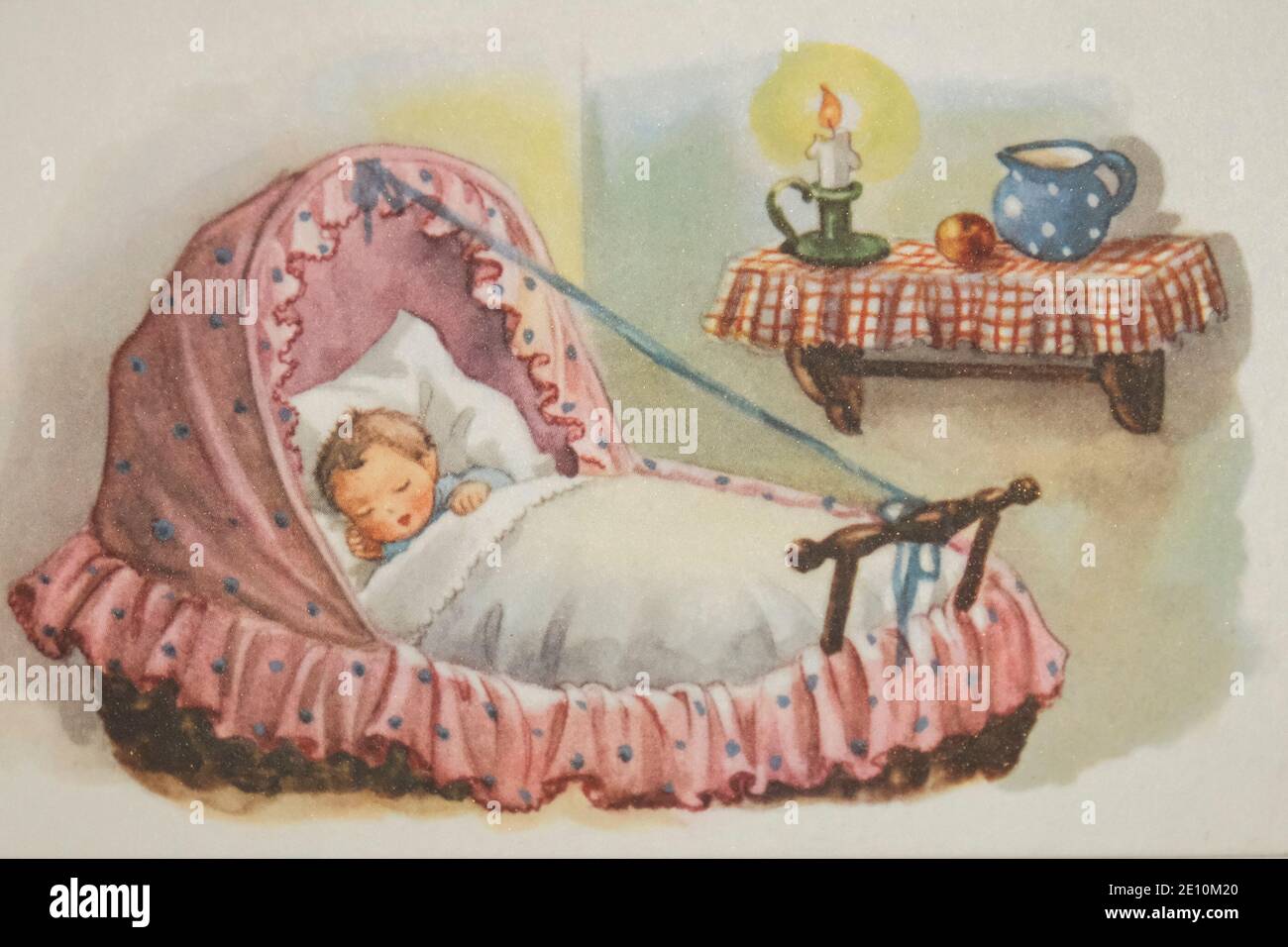 Vintage Geburt Ankündigungskarte für Baby Mädchen von 1957 Stockfoto