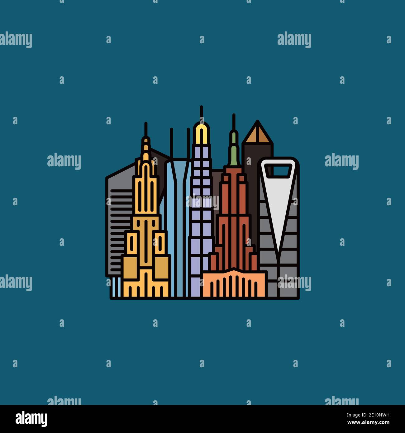 Downtown District mit Wolkenkratzern Vektor-Illustration für Skyscraper Day On September Stock Vektor