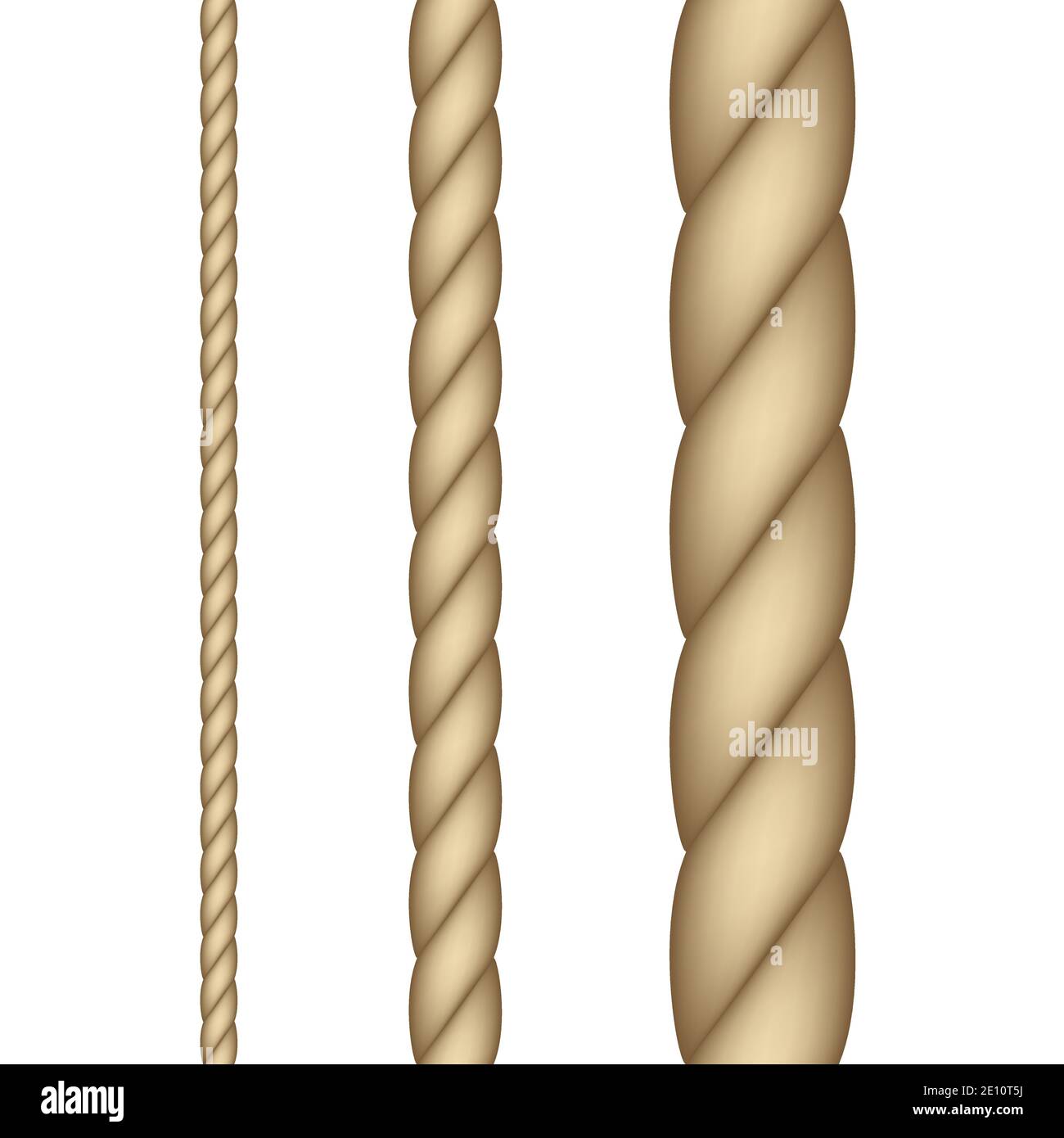 Realistische nautische gedrehte Seilknoten. Nahtloses Seil. Vektor Stock Vektor