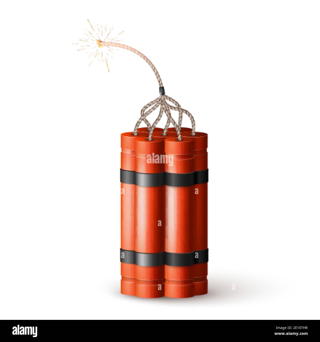 Dynamit Bombe mit brennender Wick. Militärische Detonate Rote Waffe. Vektor Stock Vektor