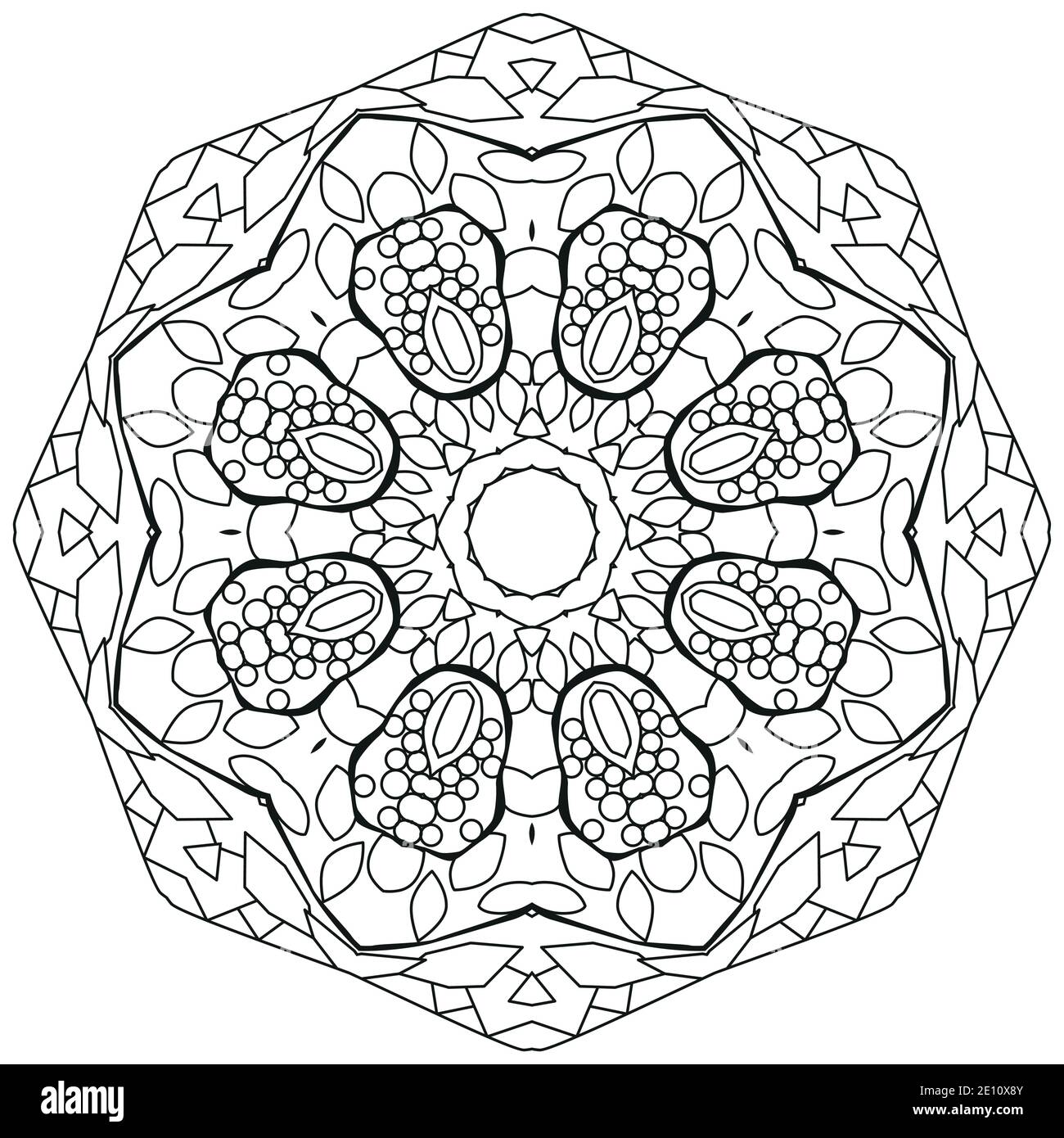 Dekorative runde Ornamente. Ungewöhnliche Blütenform. Orientalische Vektor, Anti-Stress-Therapie Muster. Webart Design-Elemente für die Färbung. Stock Vektor