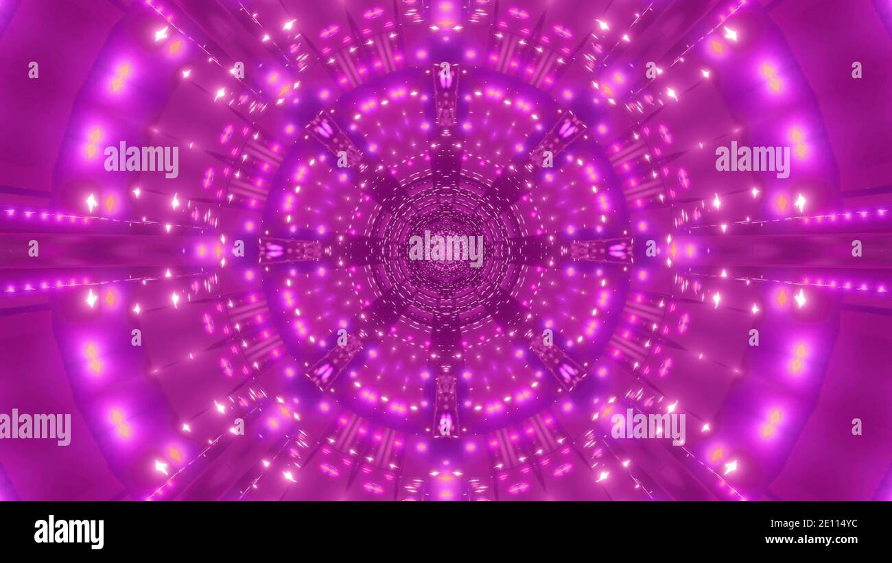 Rosa abstrakt Blume geformt Tunnel 3d Illustration Hintergrund Tapete Kunstwerk Stockfoto