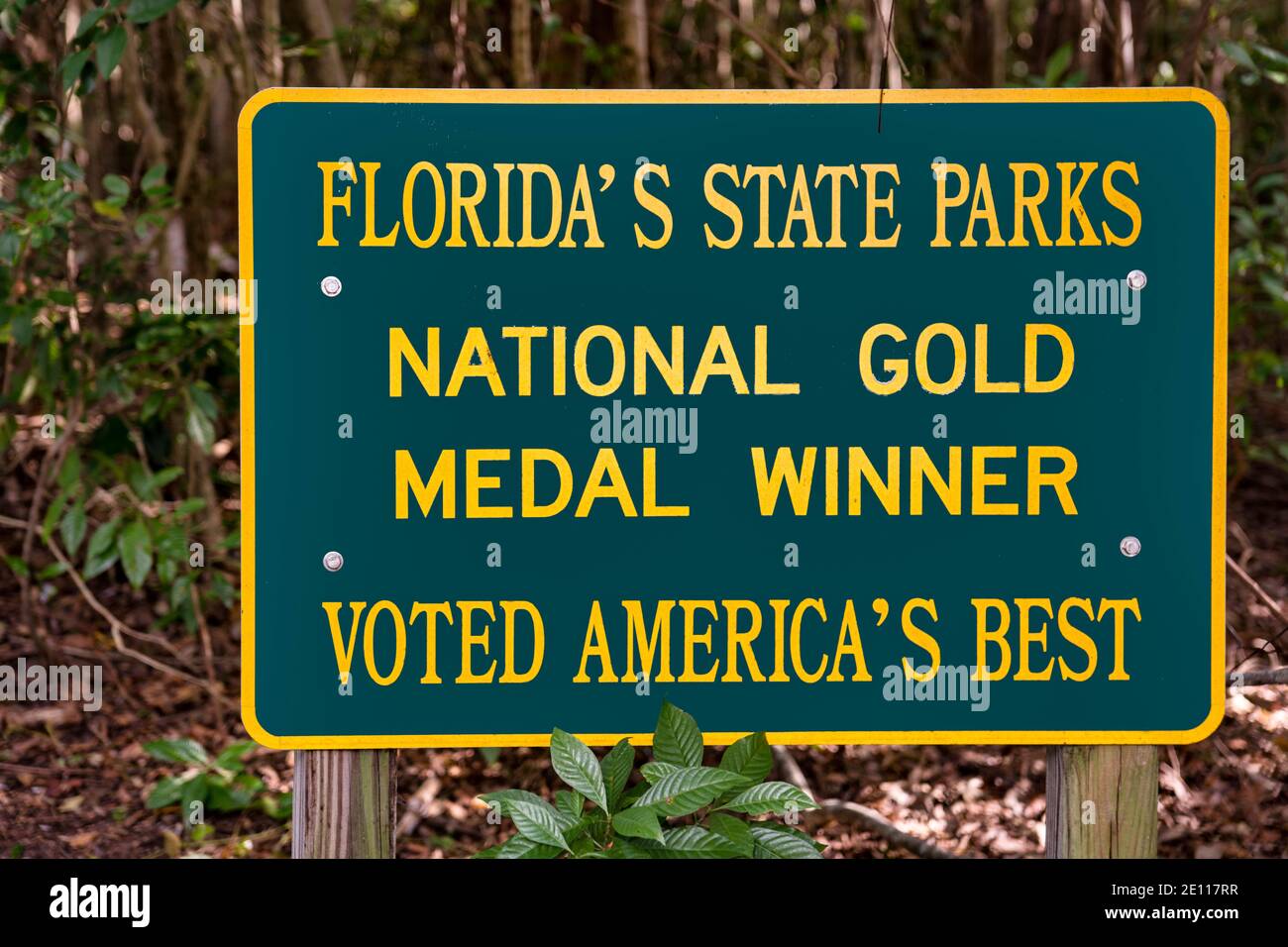 National Gold Medal Winner Zeichen im Dagny Johnson Key Largo Hammock Botanical State Park in Key Largo auf den Flrida Keys. Stockfoto