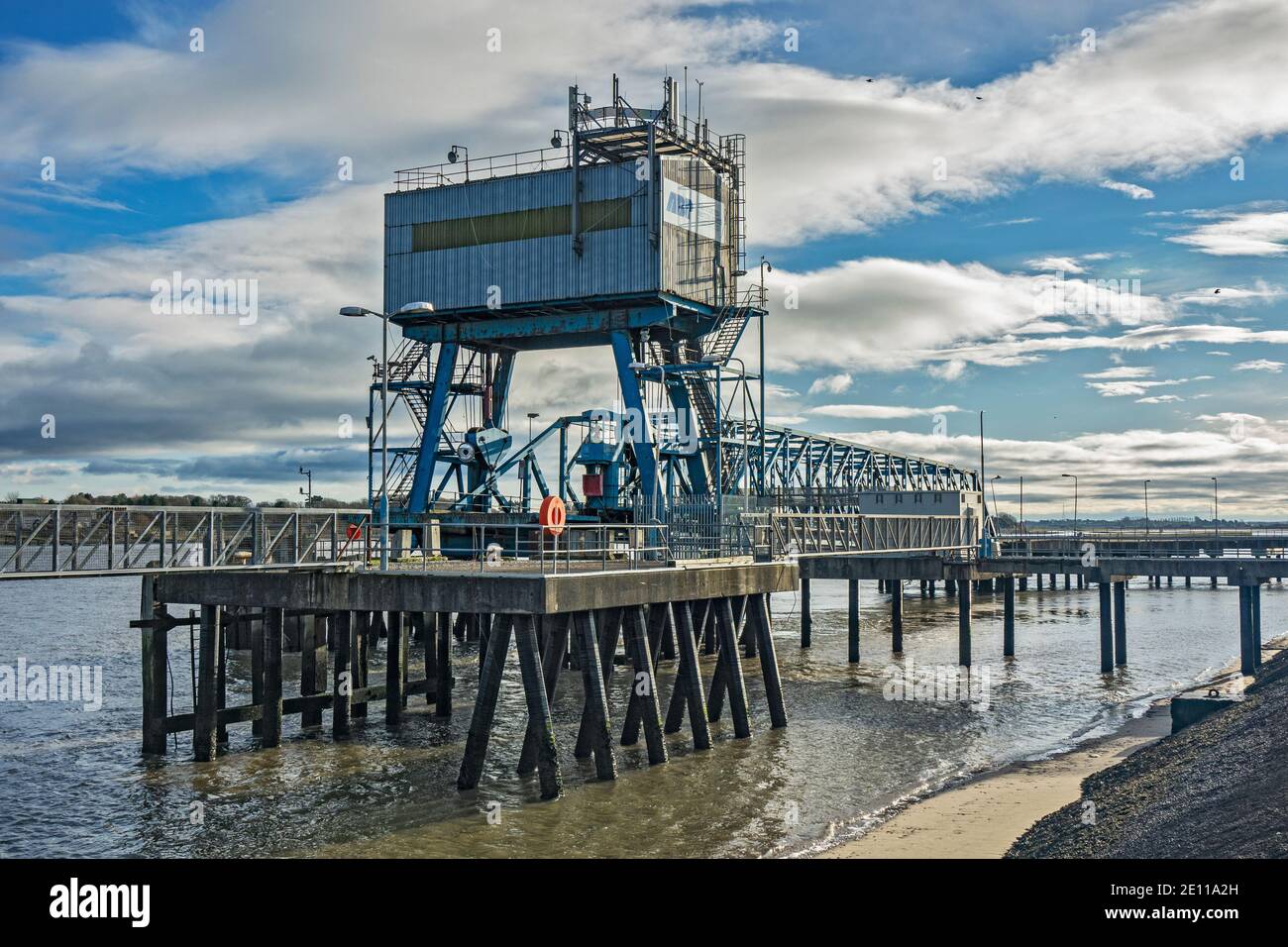 Ungenutzte Fähranlegestelle in Fleetwood am Fluss Wyre Stockfoto