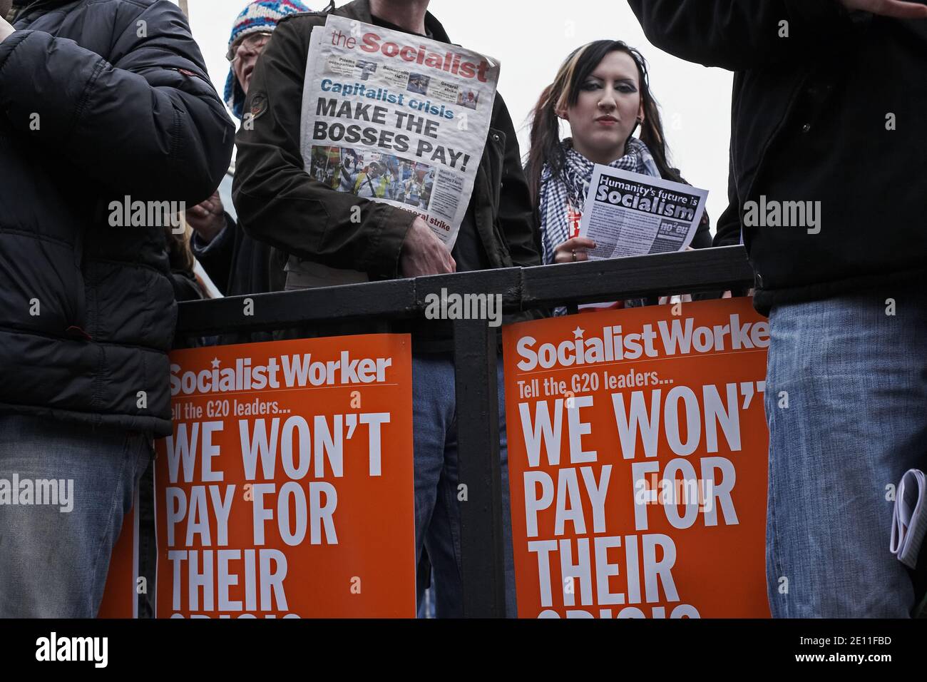 Anti-Kapitalismus protestieren Sie März 2009-London Stockfoto