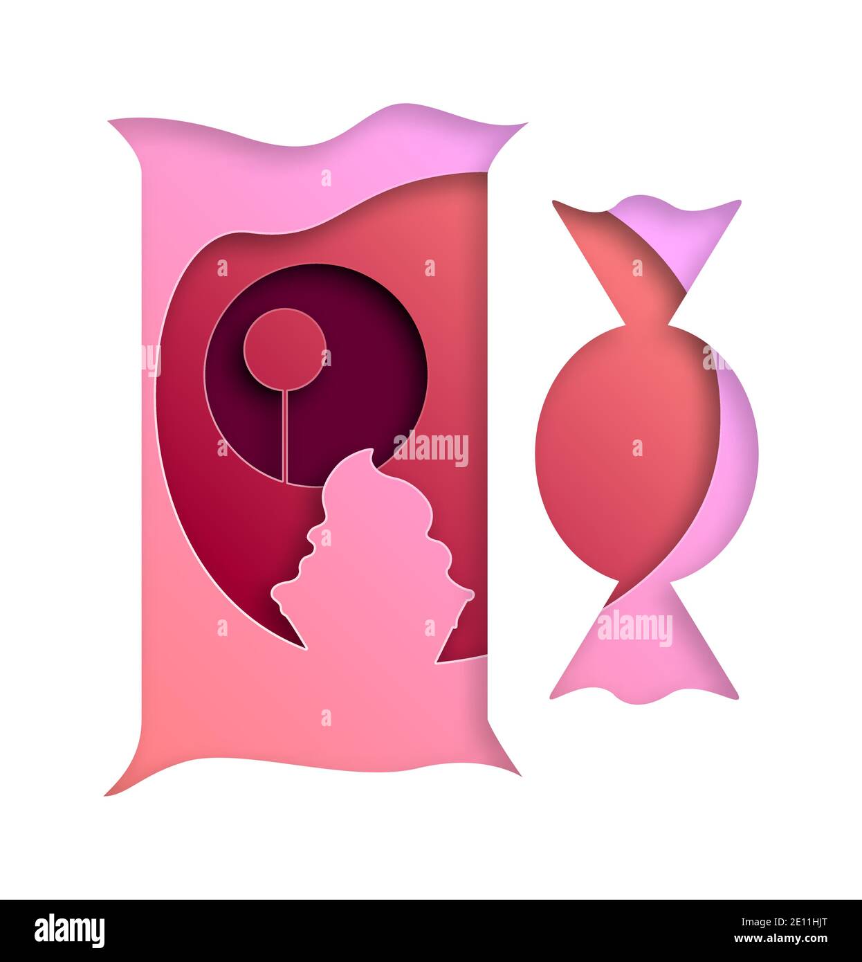 Vector Süßigkeiten in Papierkunst-Stil Stock Vektor