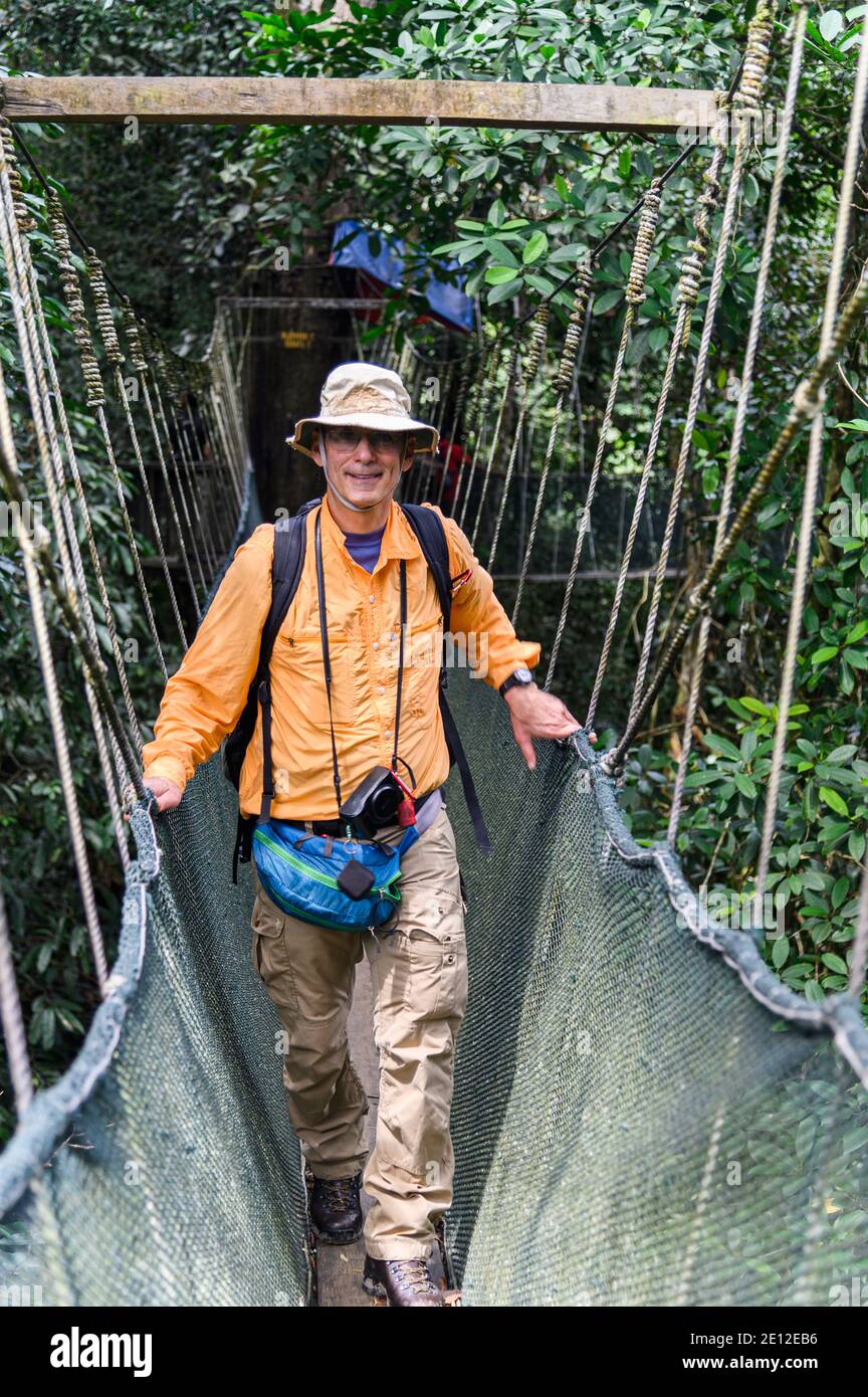 Mann, der auf dem Baumwipfelpfad läuft Stockfoto