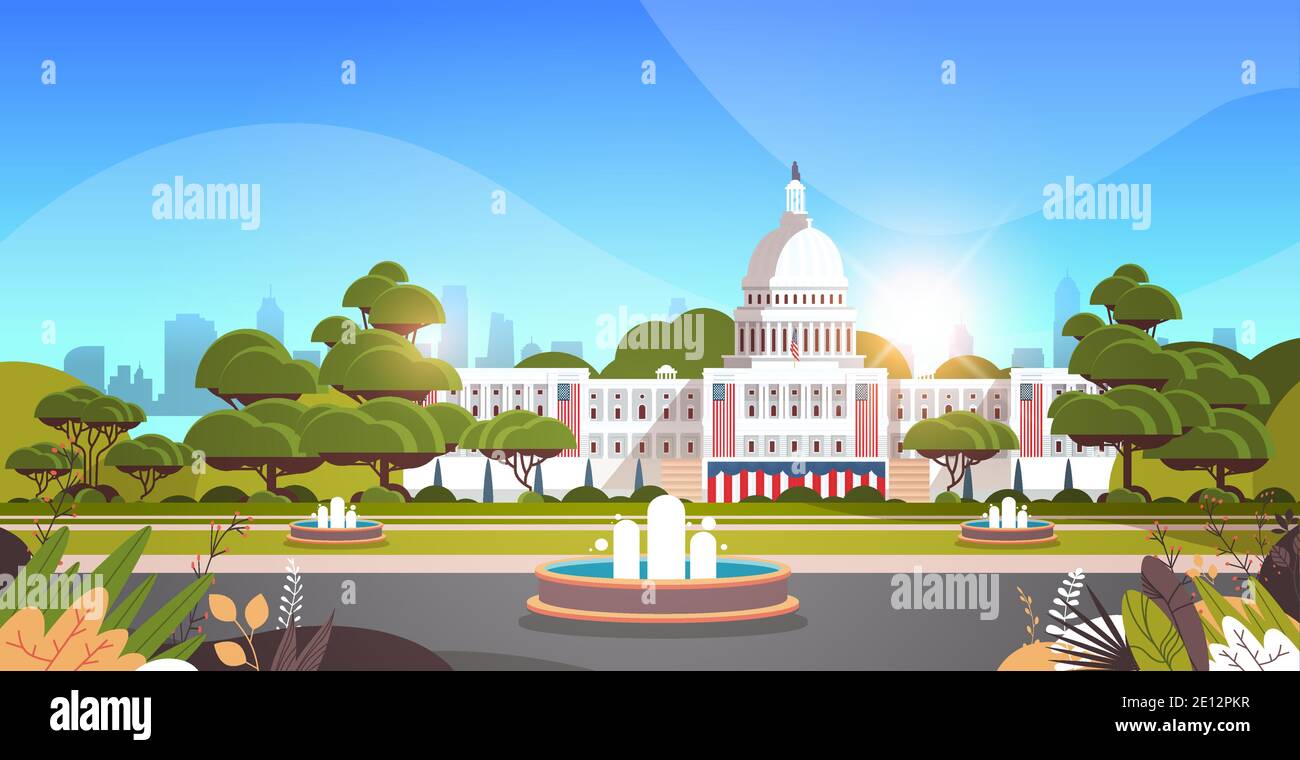 capitol Gebäude washington D.C. USA Präsident Einweihung Tag Feier Konzept Grußkarte horizontale Banner Vektor Illustration Stock Vektor