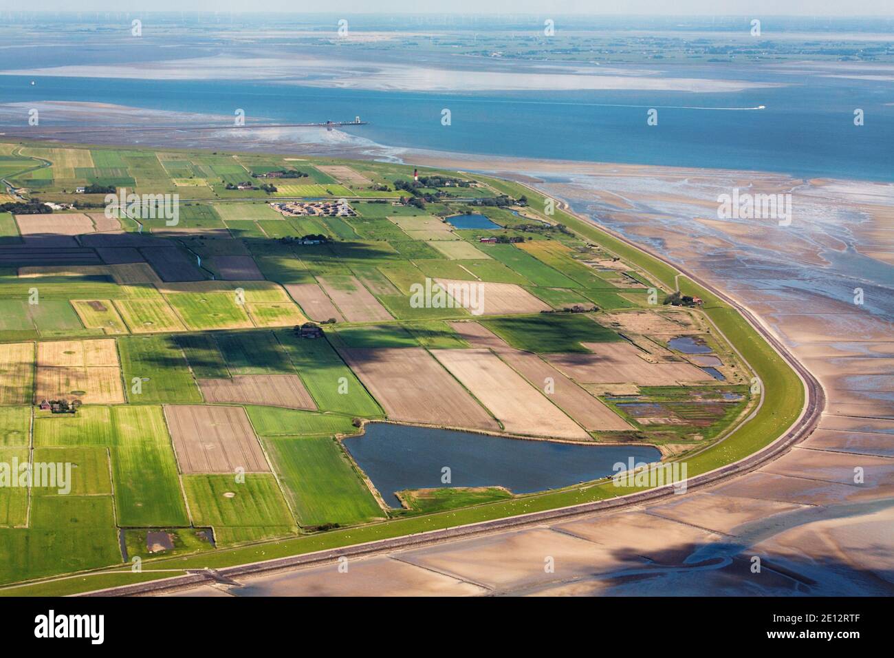 Pellworm Island, Luftbild Des Nationalparks Schleswig-Holsteinisches Wattenmeer In Deutschland Stockfoto
