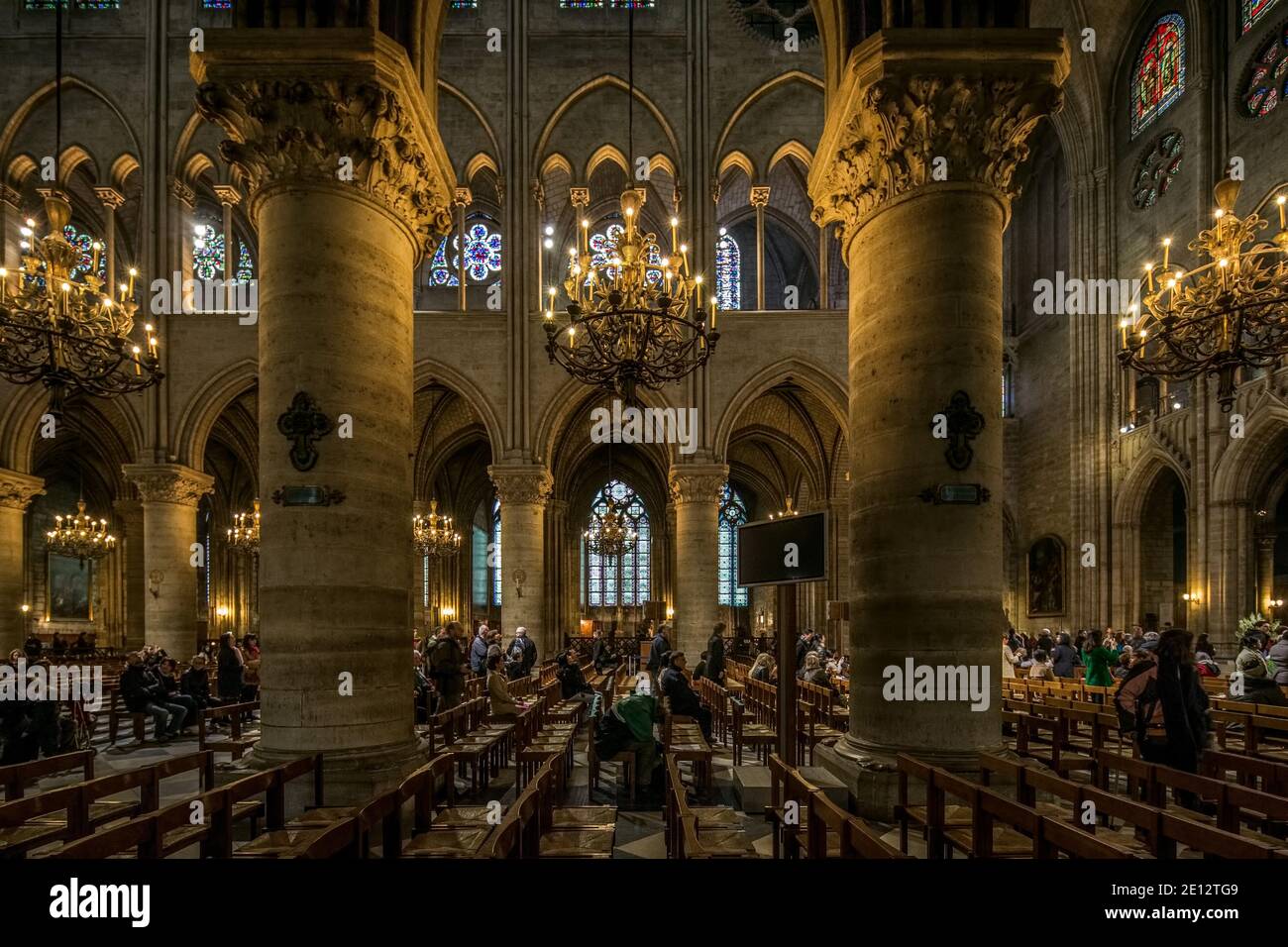 Paris Frankreich 29. April 2013 Innenansicht von Notre Dame Kathedrale Stockfoto