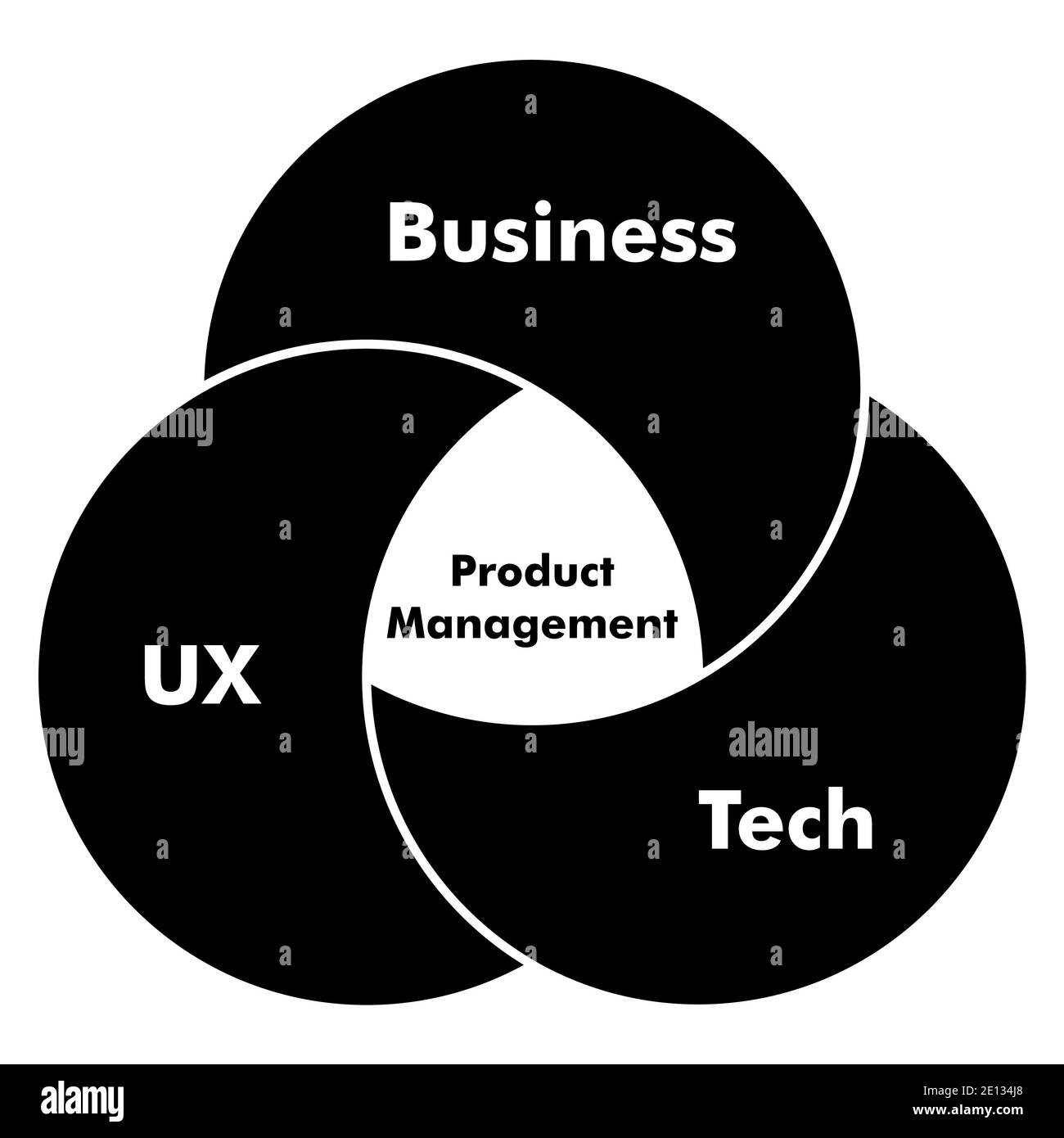 Produktmanagementschema-Diagramm Graustufen auf weißem Hintergrund. Stock Vektor