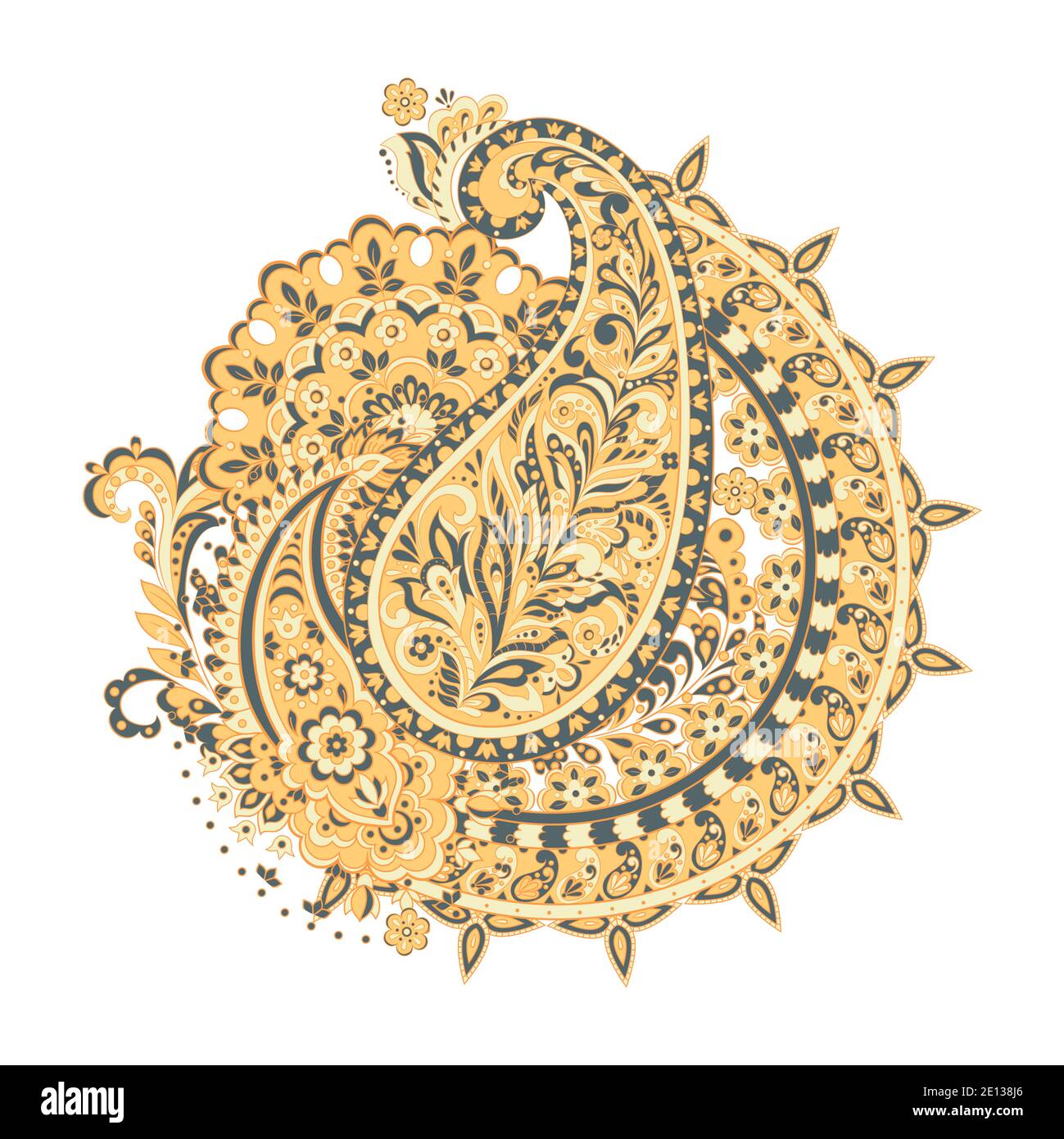 Paisley Ornamentale Motive der indischen Stoffmuster Stock Vektor