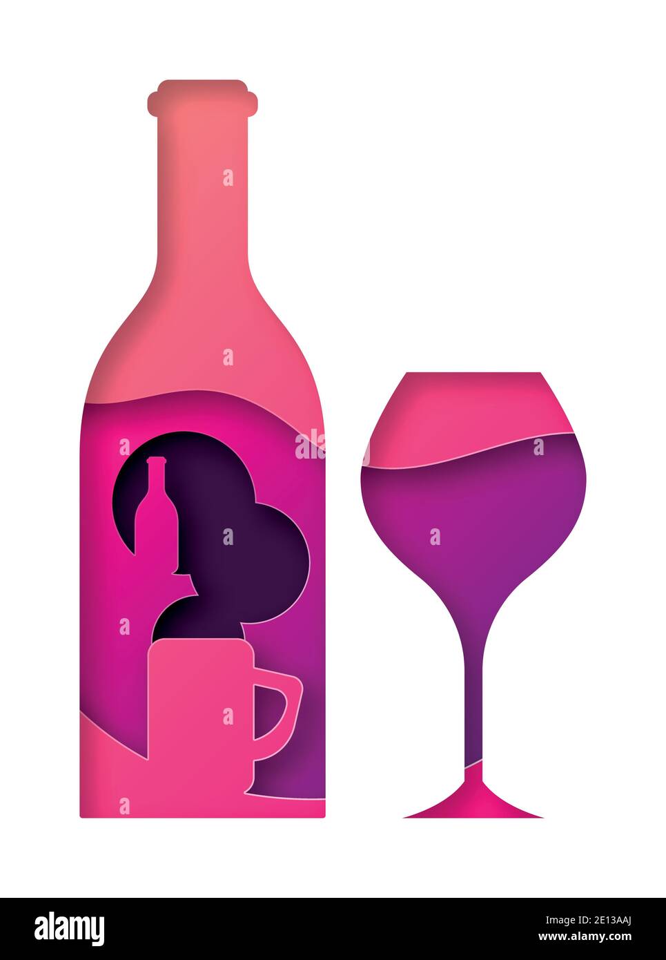 Vector Wein in Papierkunst Stil Stock Vektor