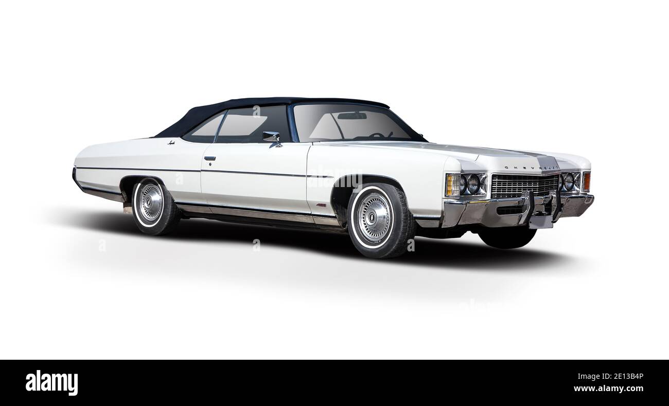 Klassische amerikanische Cabriolet Auto isoliert auf weißem Hintergrund Stockfoto