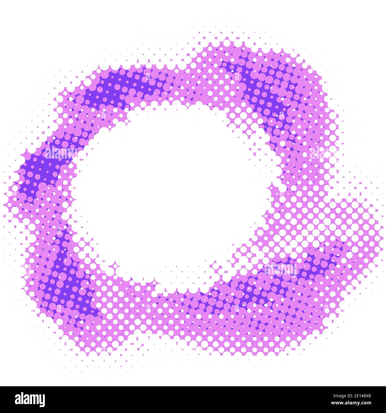 Abstraktes gepunktetes blau-violettes Designelement mit Halbtoneffekt auf weißem Hintergrund. Vektorgrafik Muster Stock Vektor