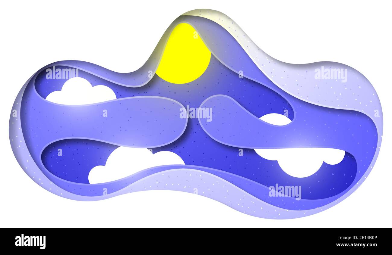 Vektor wolkigen Himmel in Papierkunst-Stil Stock Vektor