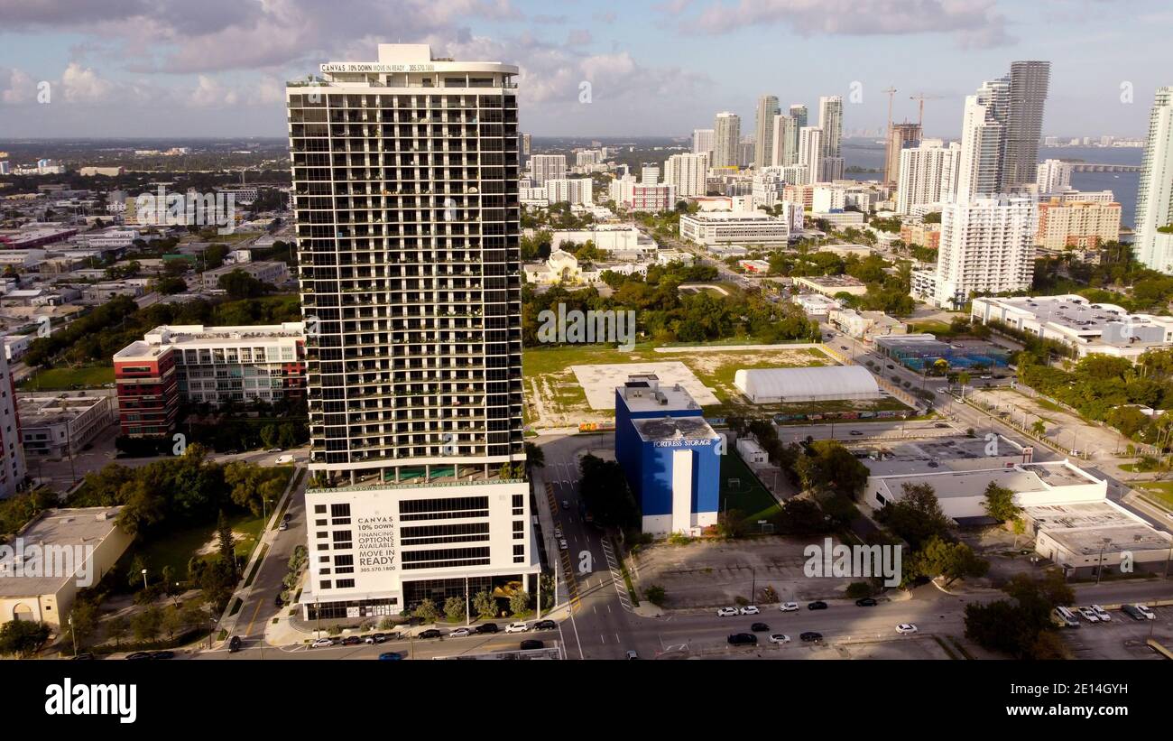 Luftbild Canvas Wohnanlagen Downtown Miami FL Stockfoto