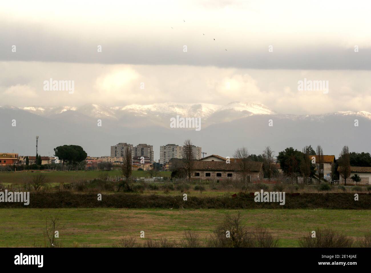 Roma circondata dalla neve, continua il mal Tempo nel Lazio Stockfoto