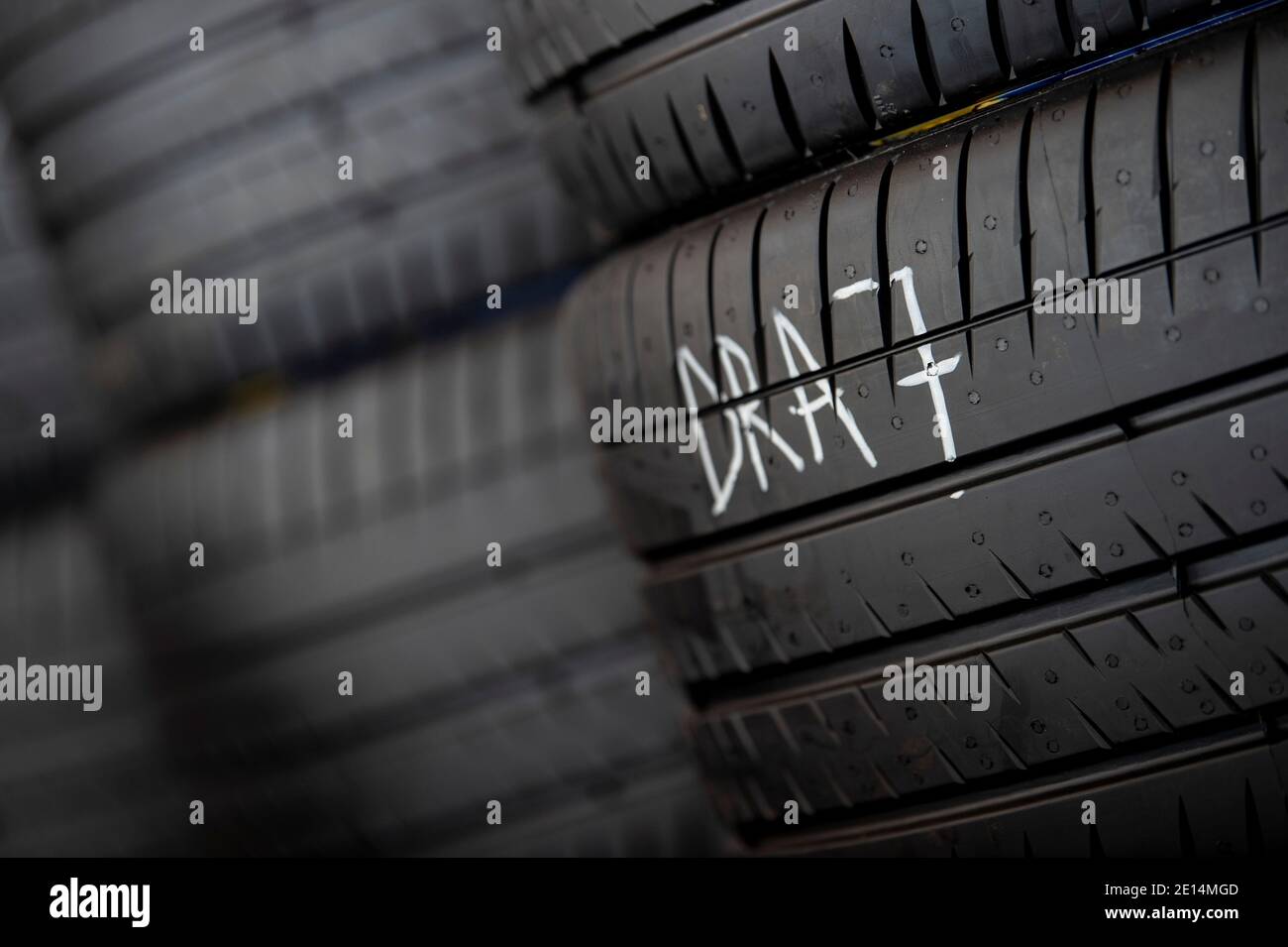 Hongkong, China: 01. Dezember 2017. Michelin Formel-E-Reifenstapel Alamy Stock Image/Jayne Russell Stockfoto