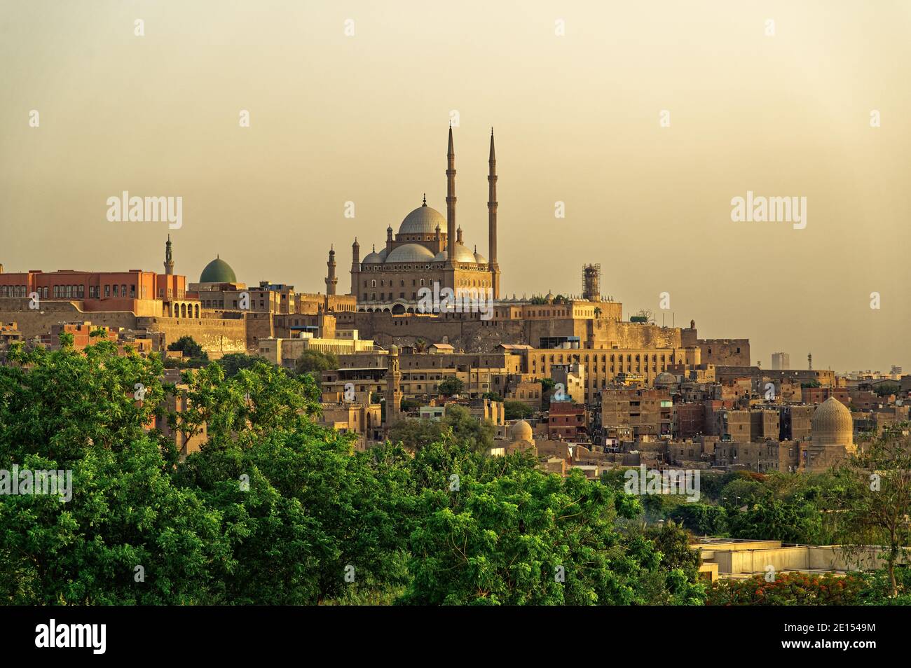 Die Zitadelle von Kairo und die Moschee von Muhammad Ali Blick vom Al Azhar Park Stockfoto