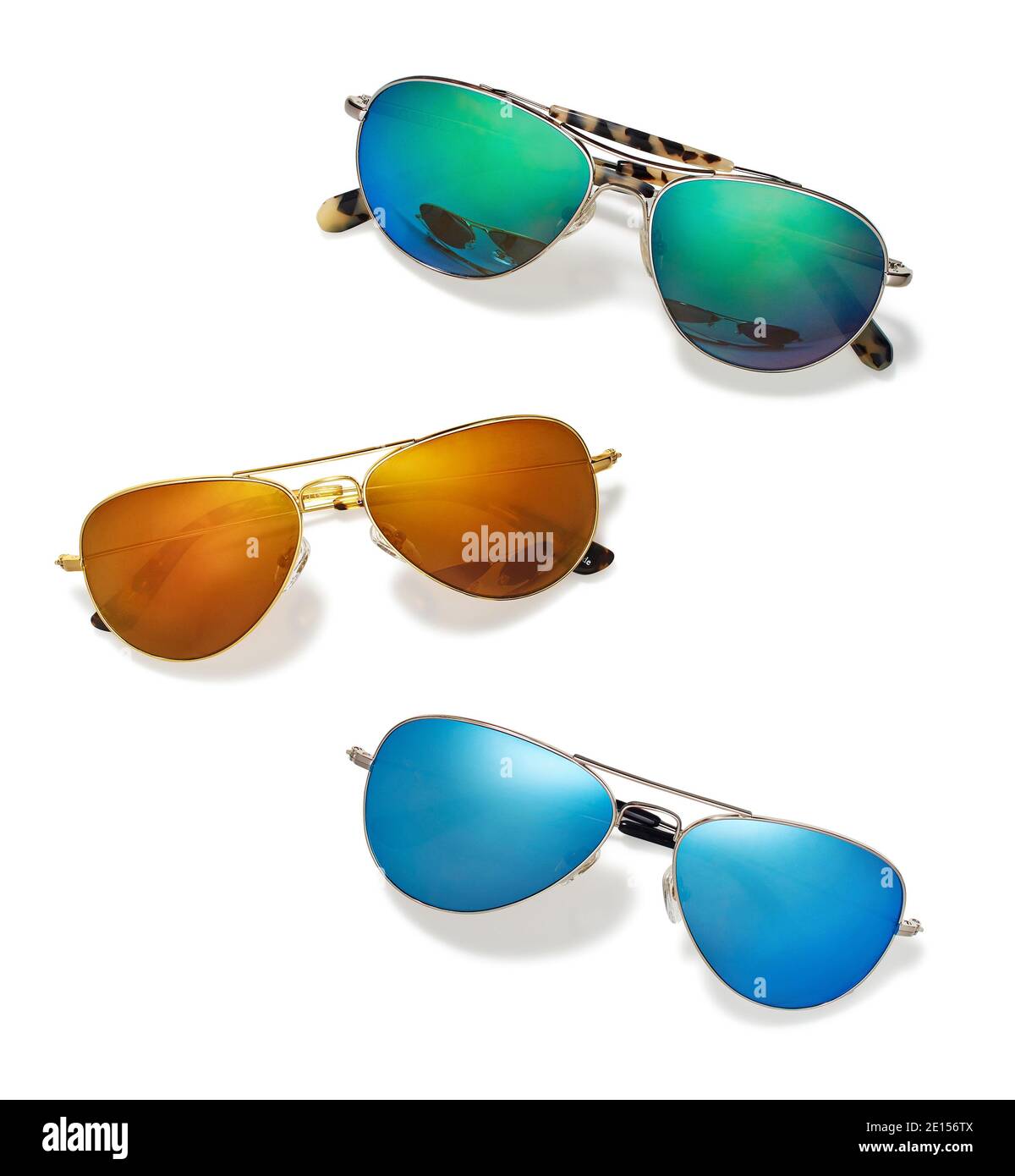 Aviator Sonnenbrille aus C.Wonder's Look Book. Fotografiert auf weißem Hintergrund Stockfoto
