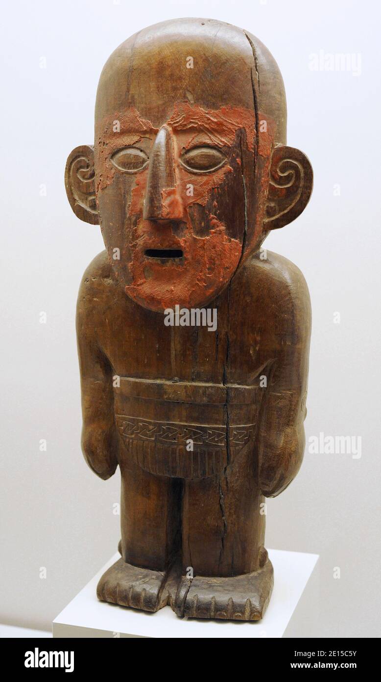 Männliche Figur. Holz. Chimu-Kultur (1100-1400 n. Chr.). Peru. Museum of the Americas. Madrid, Spanien. Stockfoto