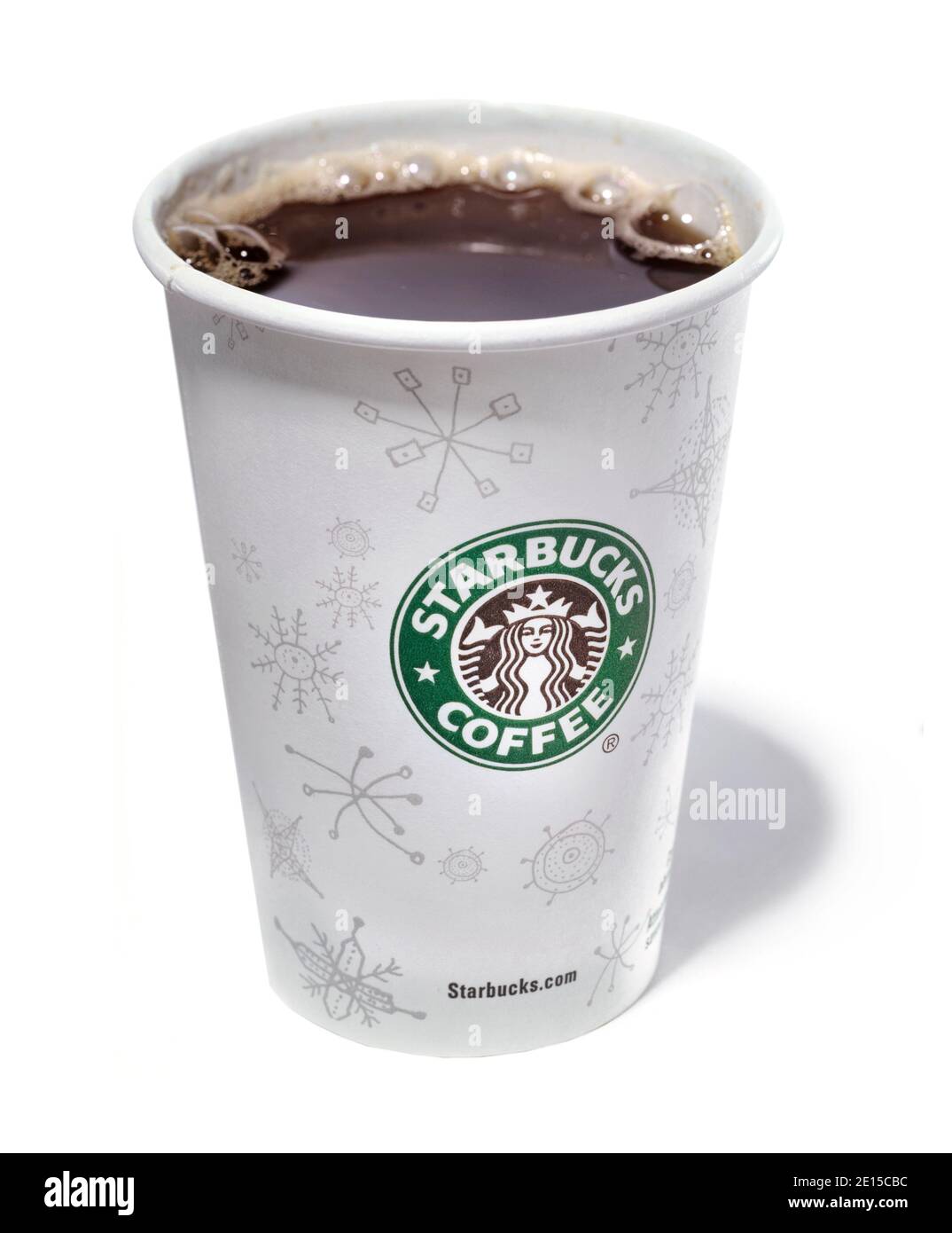 Starbucks Holiday Kaffeetasse ohne Deckel auf einem fotografiert Weißer Hintergrund Stockfoto