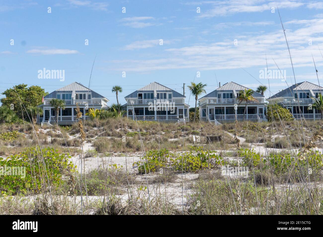 Reihen von Florida Ferienhäuser am Strand Gasparilla Insel State Park Stockfoto