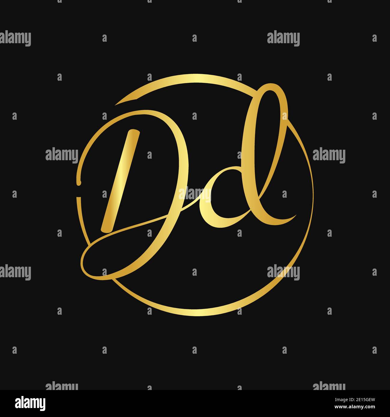 Initial dd script letter type logo design mit moderner typografie