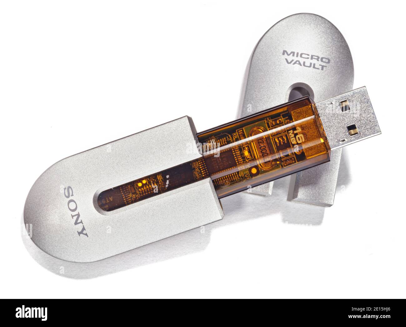 SONY Micro Vault USB-Laufwerk auf weißem Hintergrund fotografiert Stockfoto