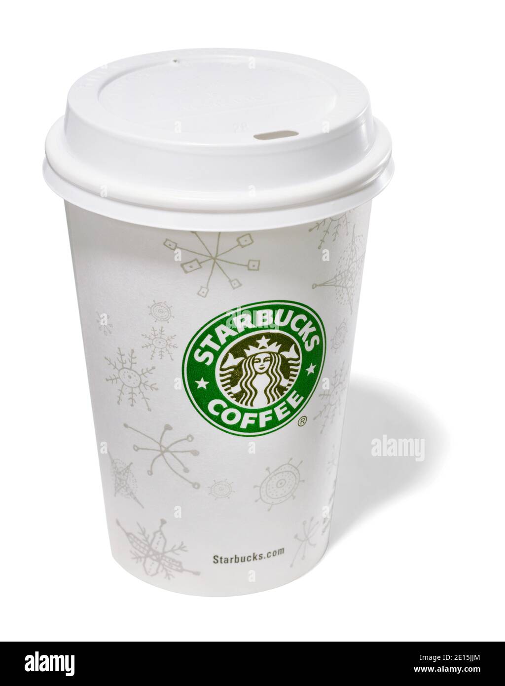Starbucks weiße Holiday Kaffeetasse mit Deckel auf einem fotografiert Weißer Hintergrund Stockfoto
