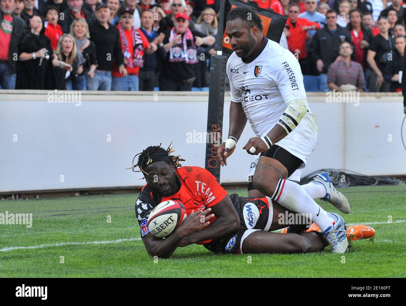 Paul Sackey beim Top 14 Rugby Spiel, SRC Toulon gegen Stade Toulousain, im Veledrome Stadium, Marseille, Frankreich, am 16. April 2011. Toulon gewann 21:9. Foto von Christian Liewig/ABACAPRESS.COM Stockfoto