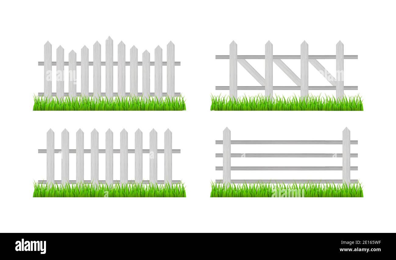 Holzzaun und Gras. Vektorgrafik. Stock Vektor
