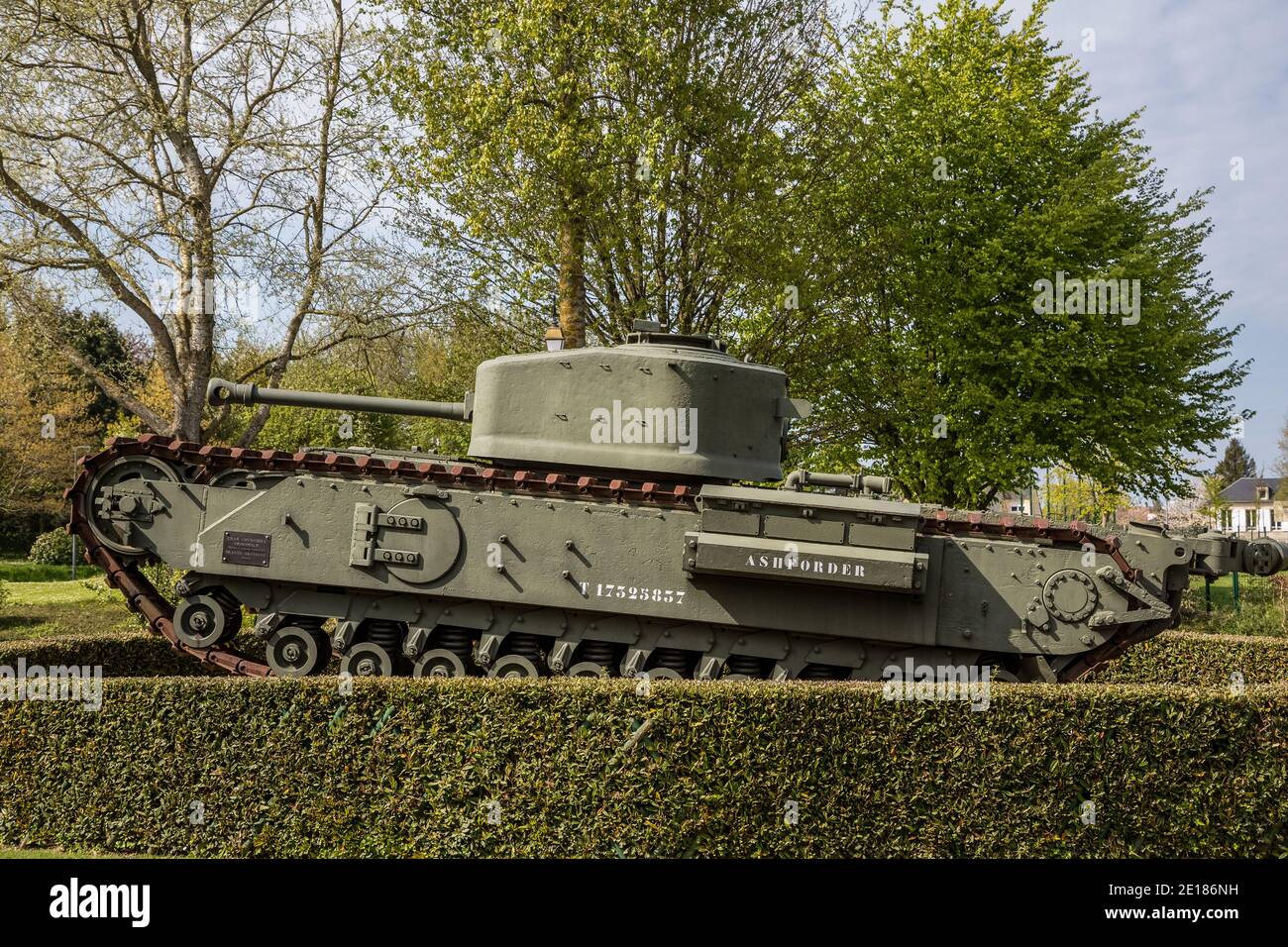 Cromwell Tank auf dem Display vor dem Museum für das Denkmal Von der Schlacht der Normandie Stockfoto