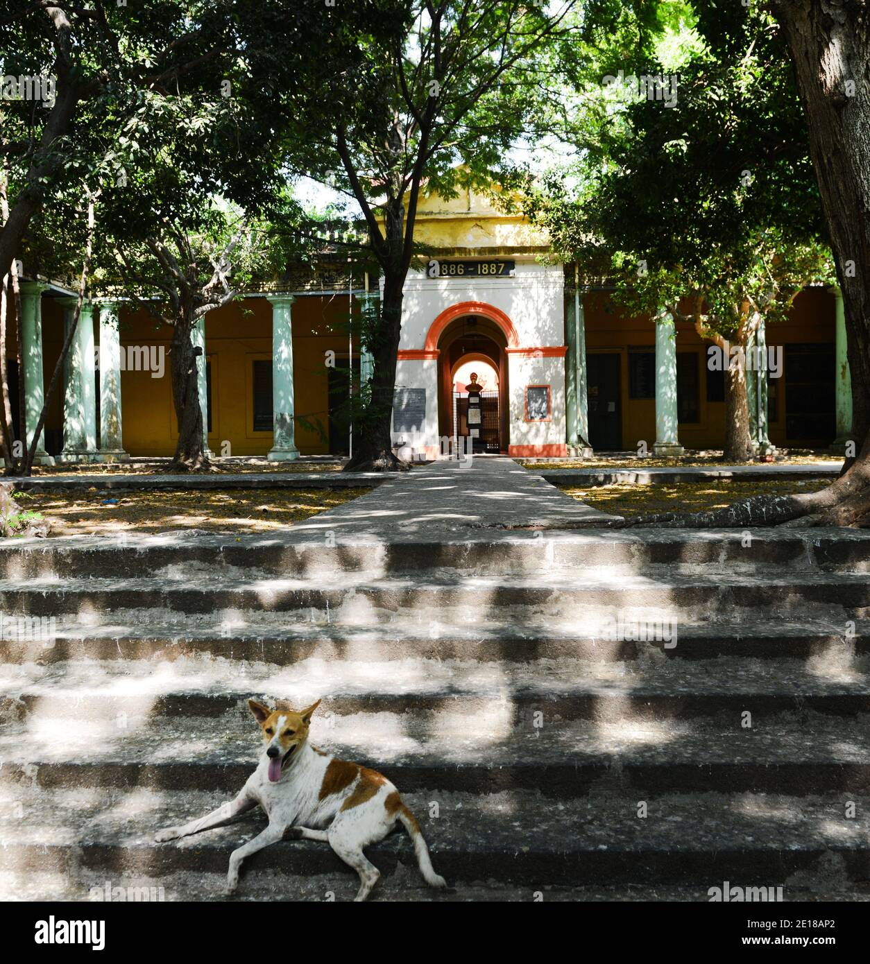 V O C Regierung höhere Sekundarschule in Pondicherry, Indien. Stockfoto