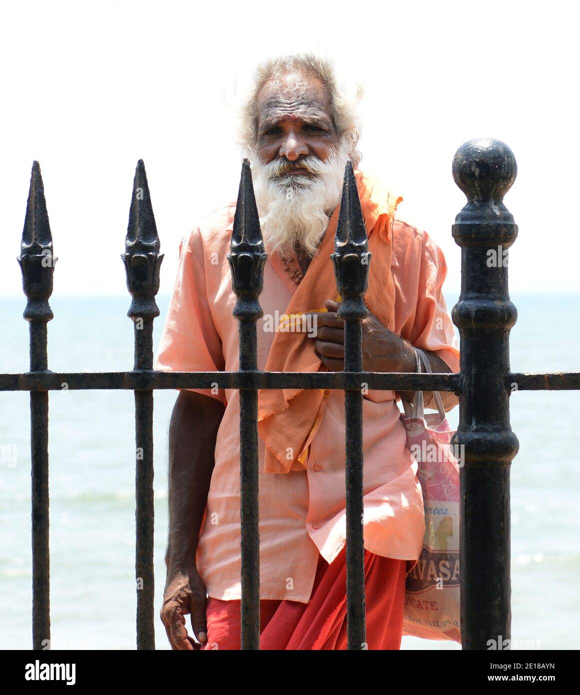 Ein indischer Sadhu in Pondicherry, Indien. Stockfoto