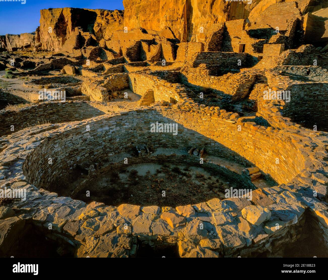 Kiva, Ruinen, Pueblo Bonita, Chaco Culture National Historical Park, NM Stockfoto