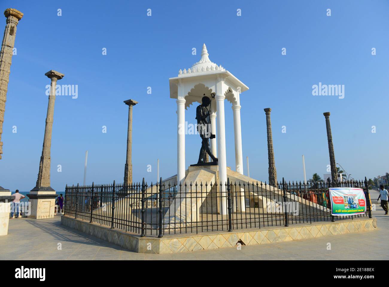 Mahatma Gandhi Statue in Pondicherry, Indien. Stockfoto