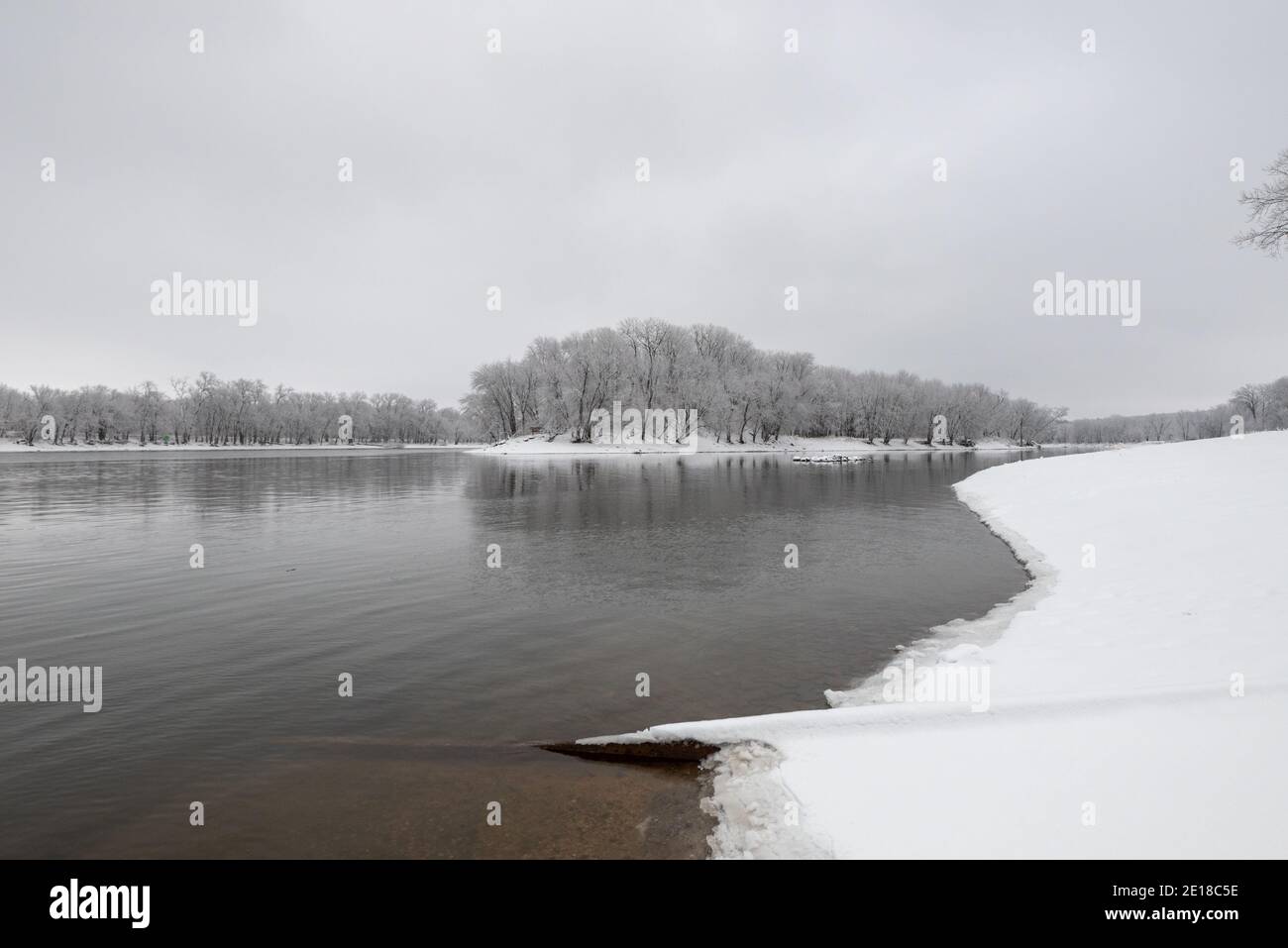 Schneefall im Hungered Rock State Park Stockfoto