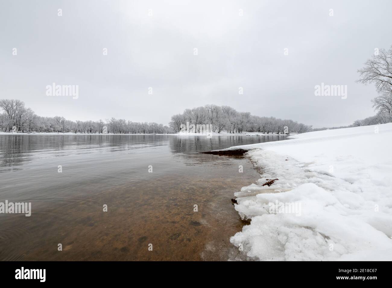 Schneefall im Hungered Rock State Park Stockfoto