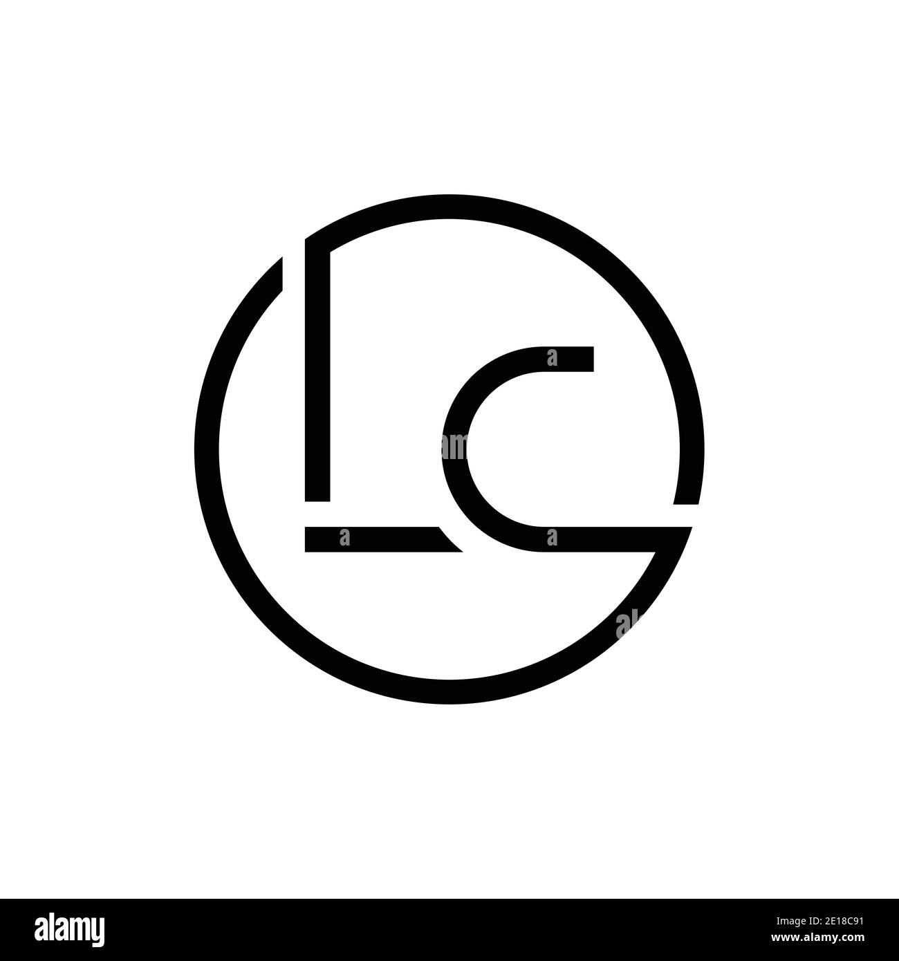 Initial Circle LC Letter Logo Design Vektor-Vorlage. Abstrakter Buchstabe LC-Logo Stock Vektor